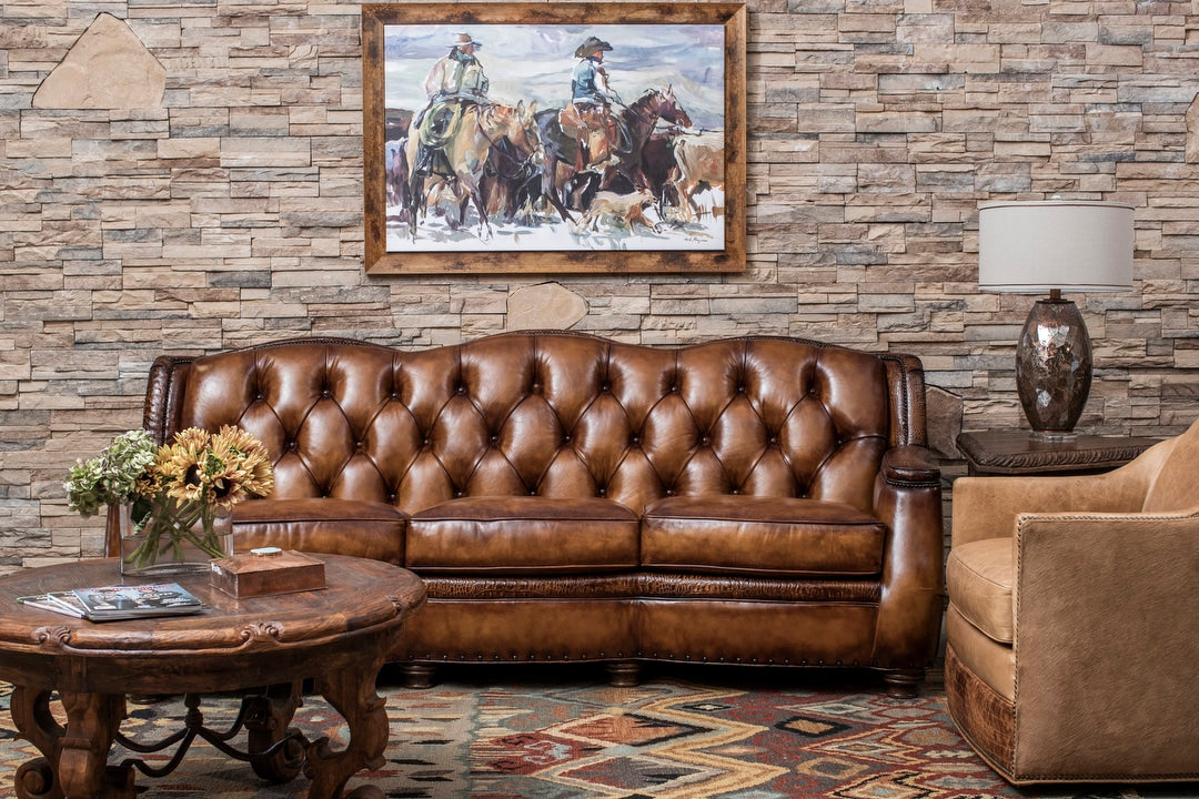 Saddle Burnished Tuft Sofa