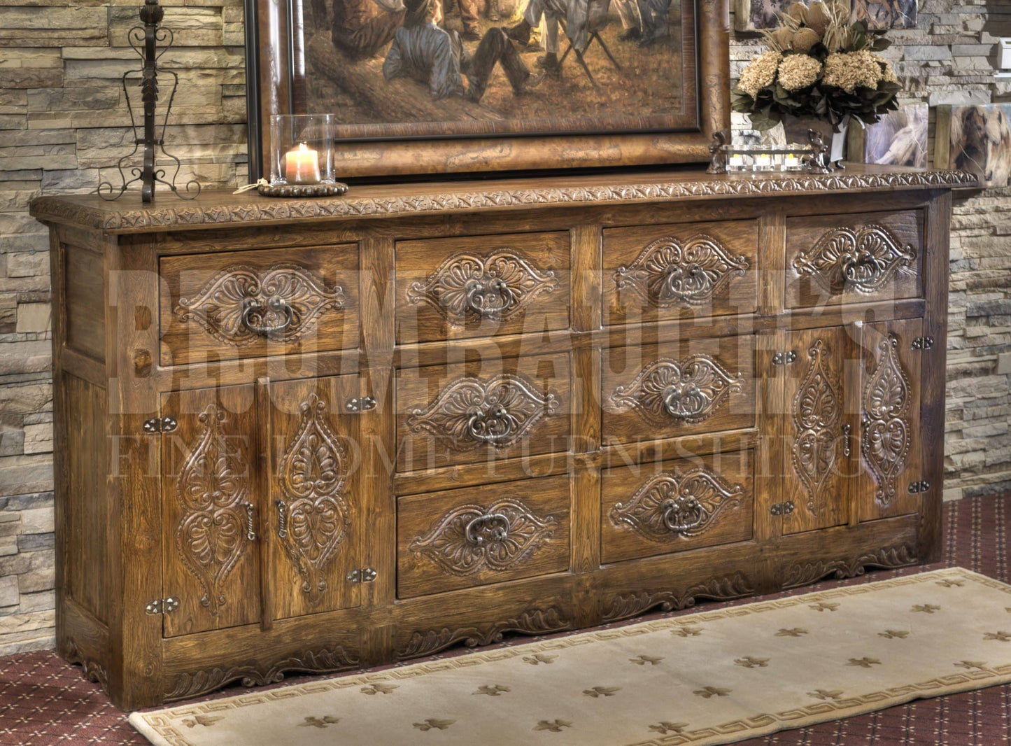 8 Drawer 4 Door Large Console
