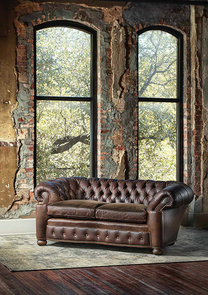 Leather Button-Tuft Loveseat