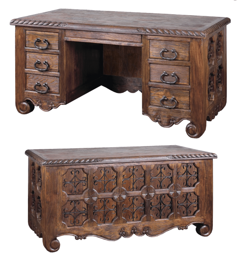 Iron Star Teak Executive Desk