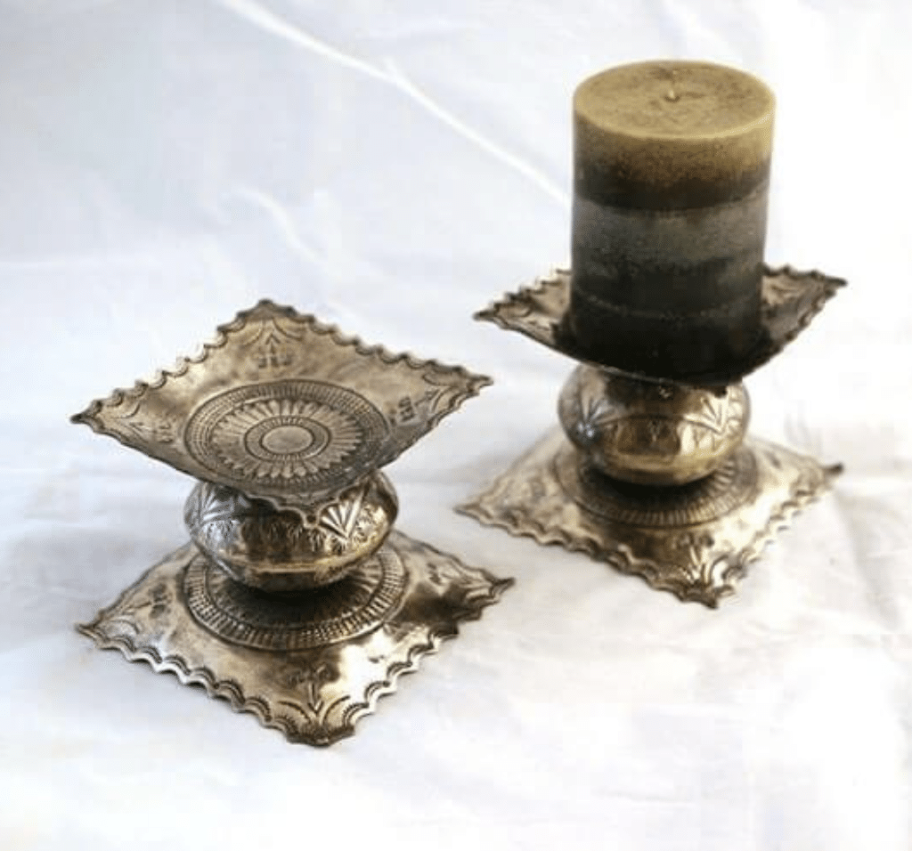 Small Stamped Silver Candlestick 011-S