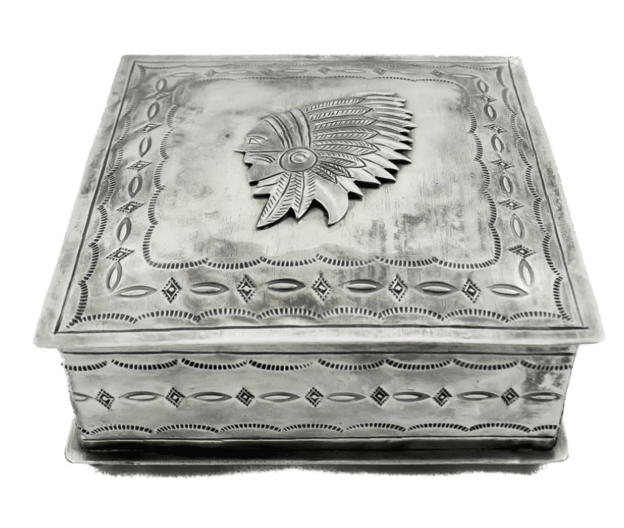 STAMPED SILVER BOX W/ CHIEF ICON- 078-5-1