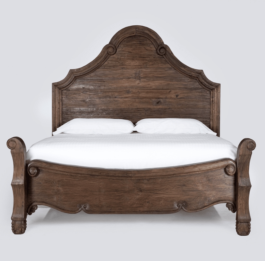 Smooth Scroll Teak Bed