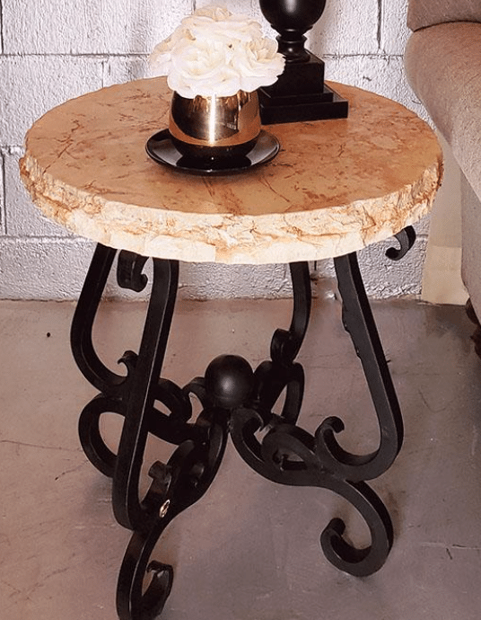 24" Peach Travertine Side Table