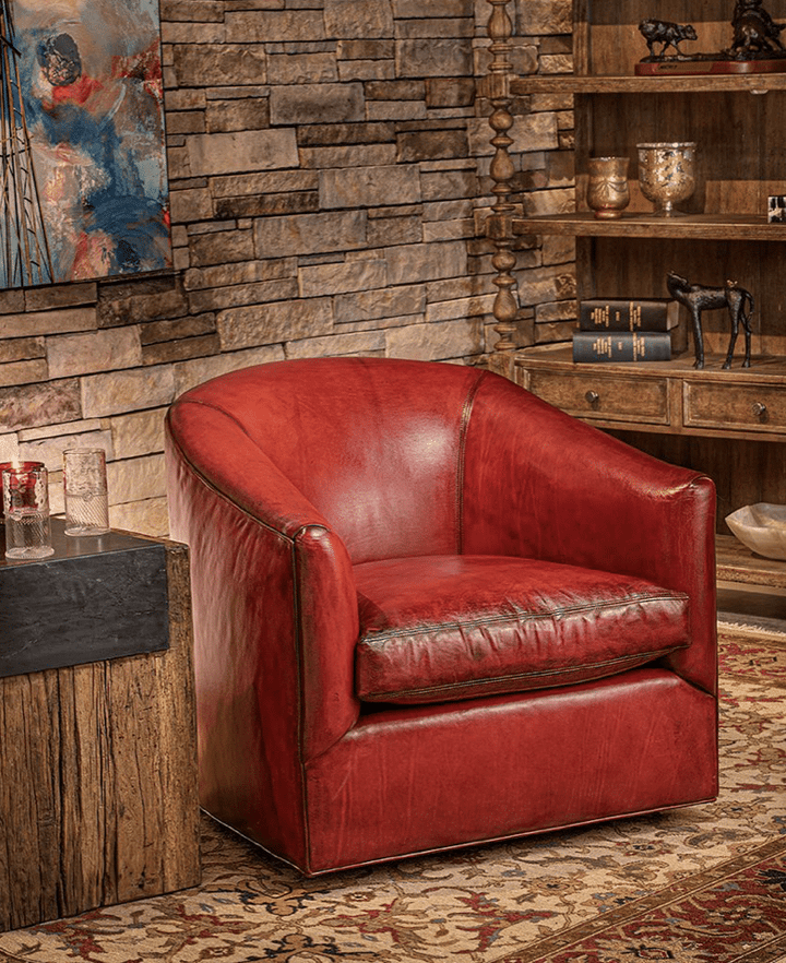 Red Burnished Swivel Chair