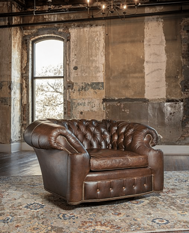 GG Leather Button-Tuft Chair