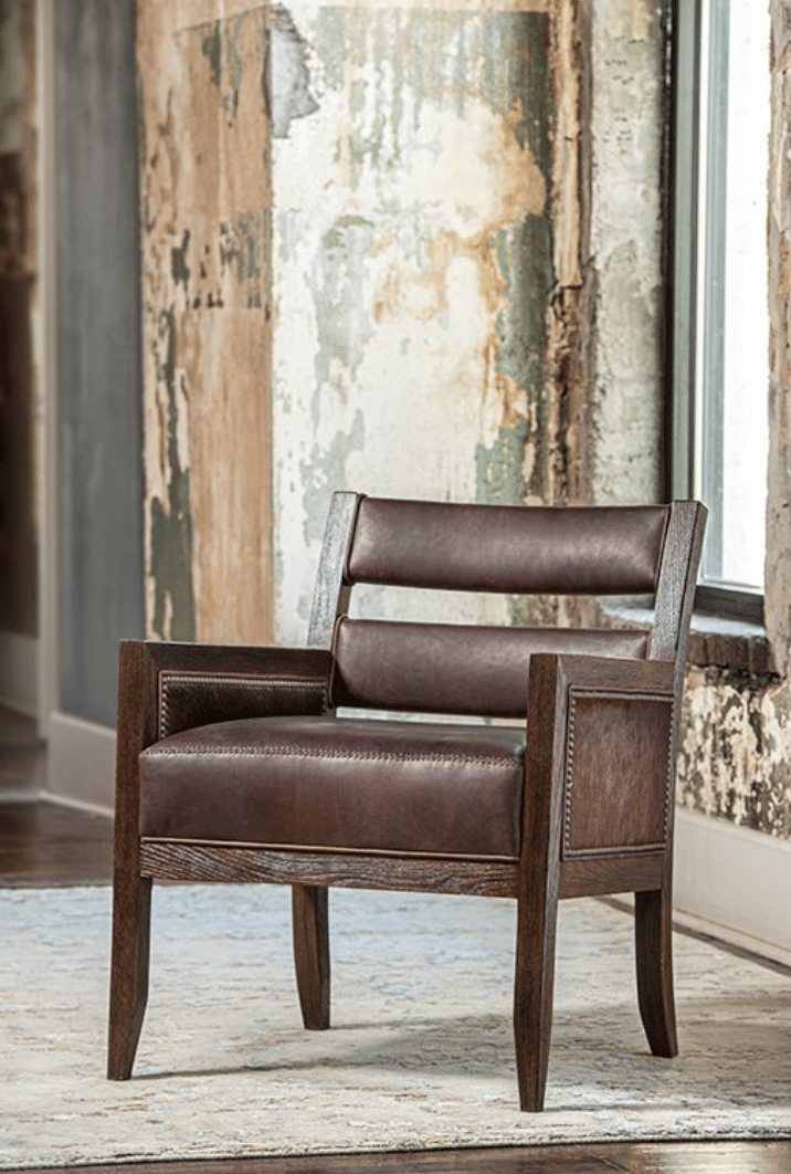 Wood and Leather Occasional Chair