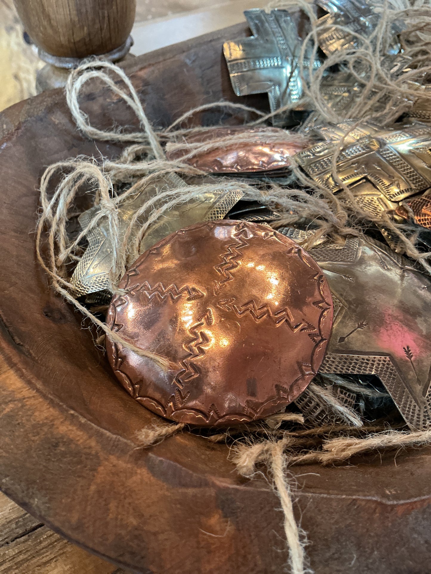 Stamped Copper Circle Ornament