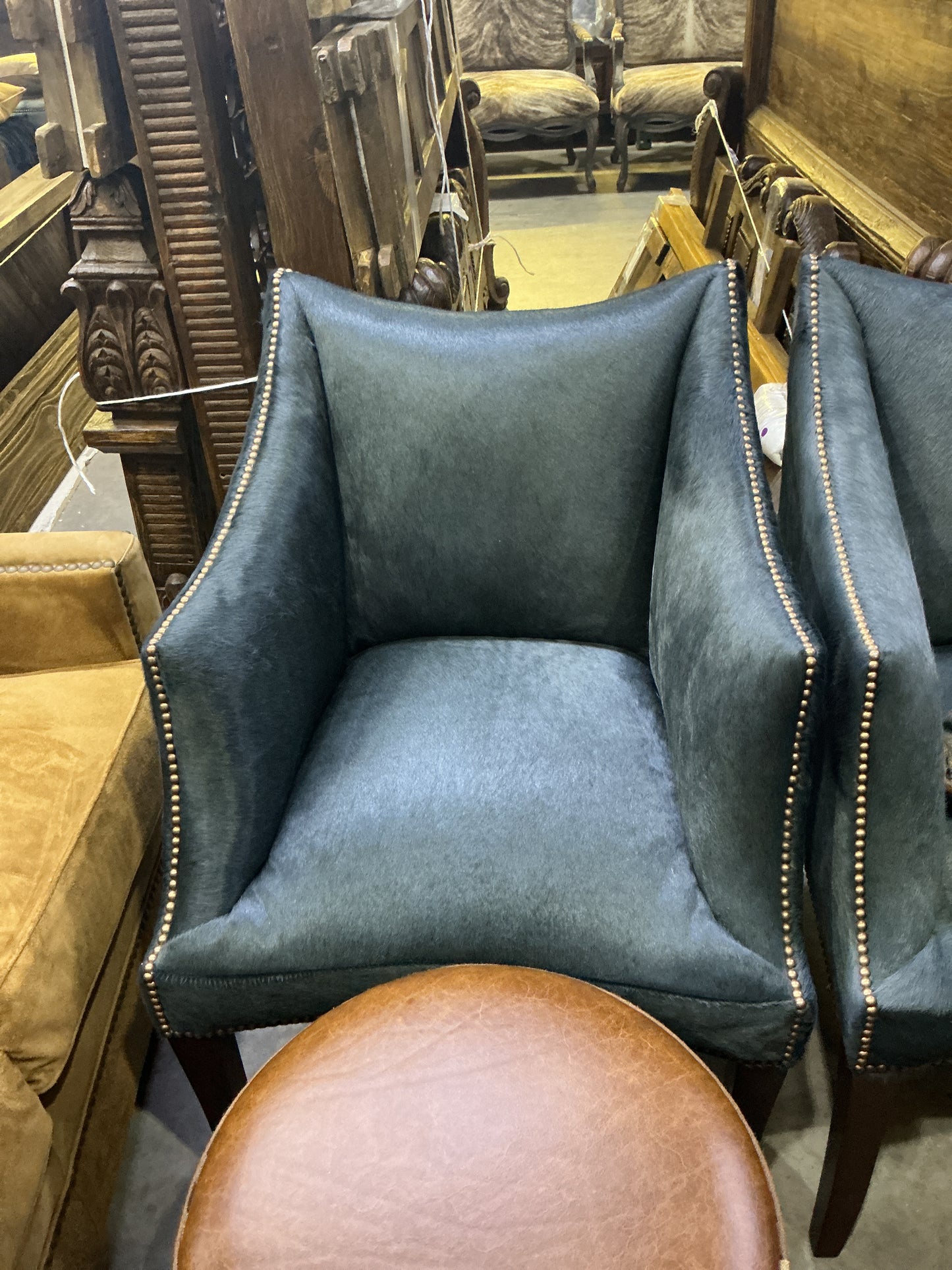 Blue Hair on Hide Side Chairs
