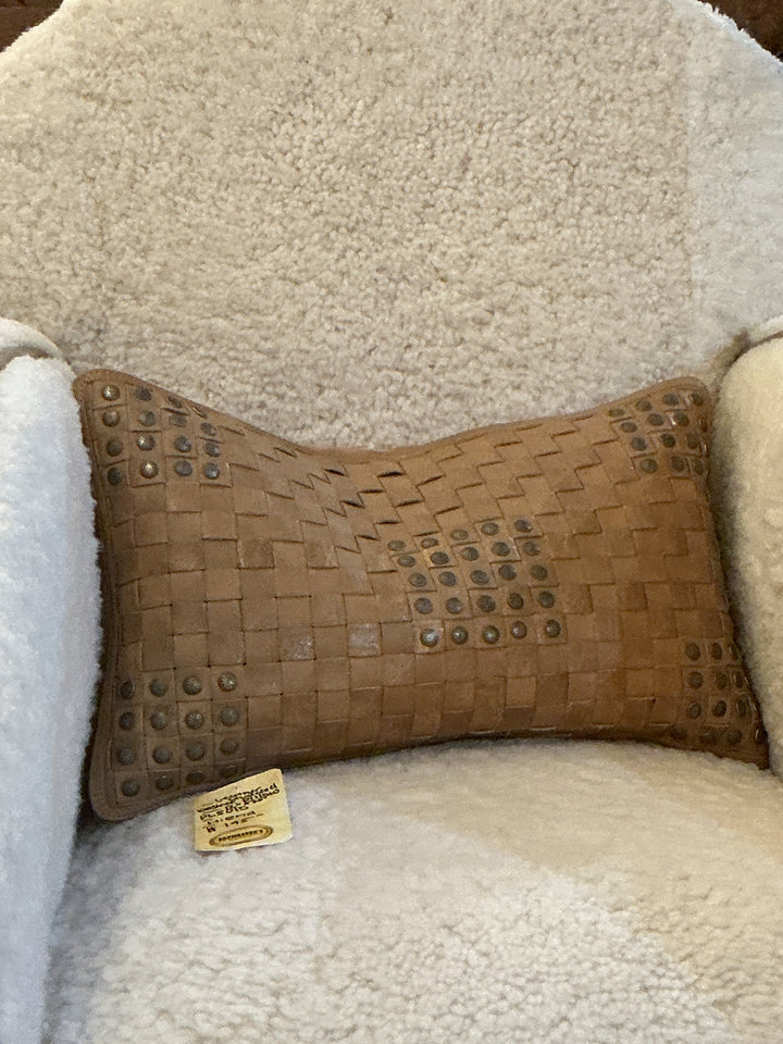 Leather Studded Basket Pillow