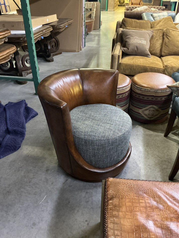 Leather & Fabric Round Swivel Chairs