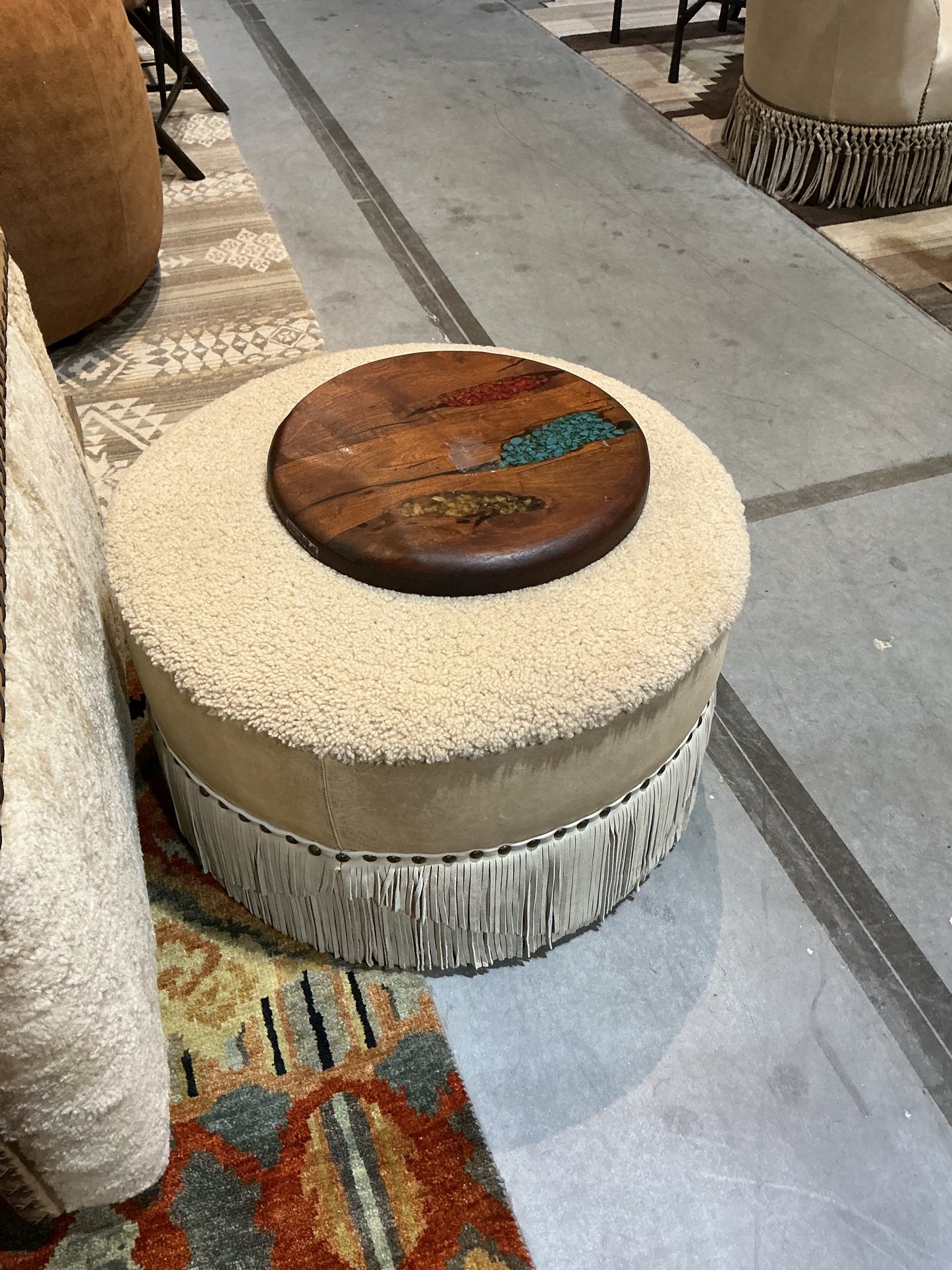 Sherpa Fringe Ottoman
