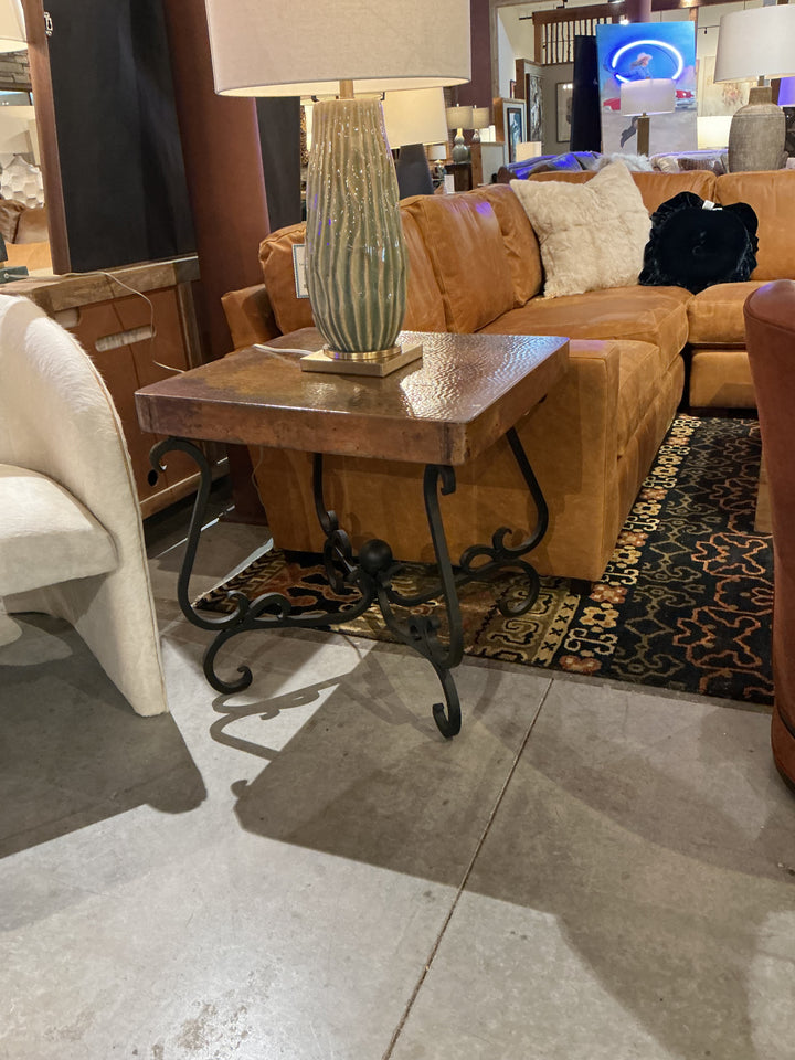 Square Copper Top Side Table