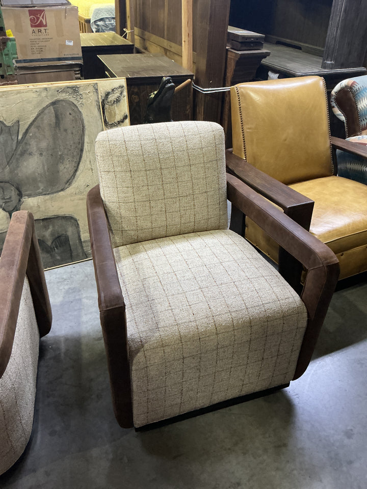 Fabric Leather Swivel Plaid