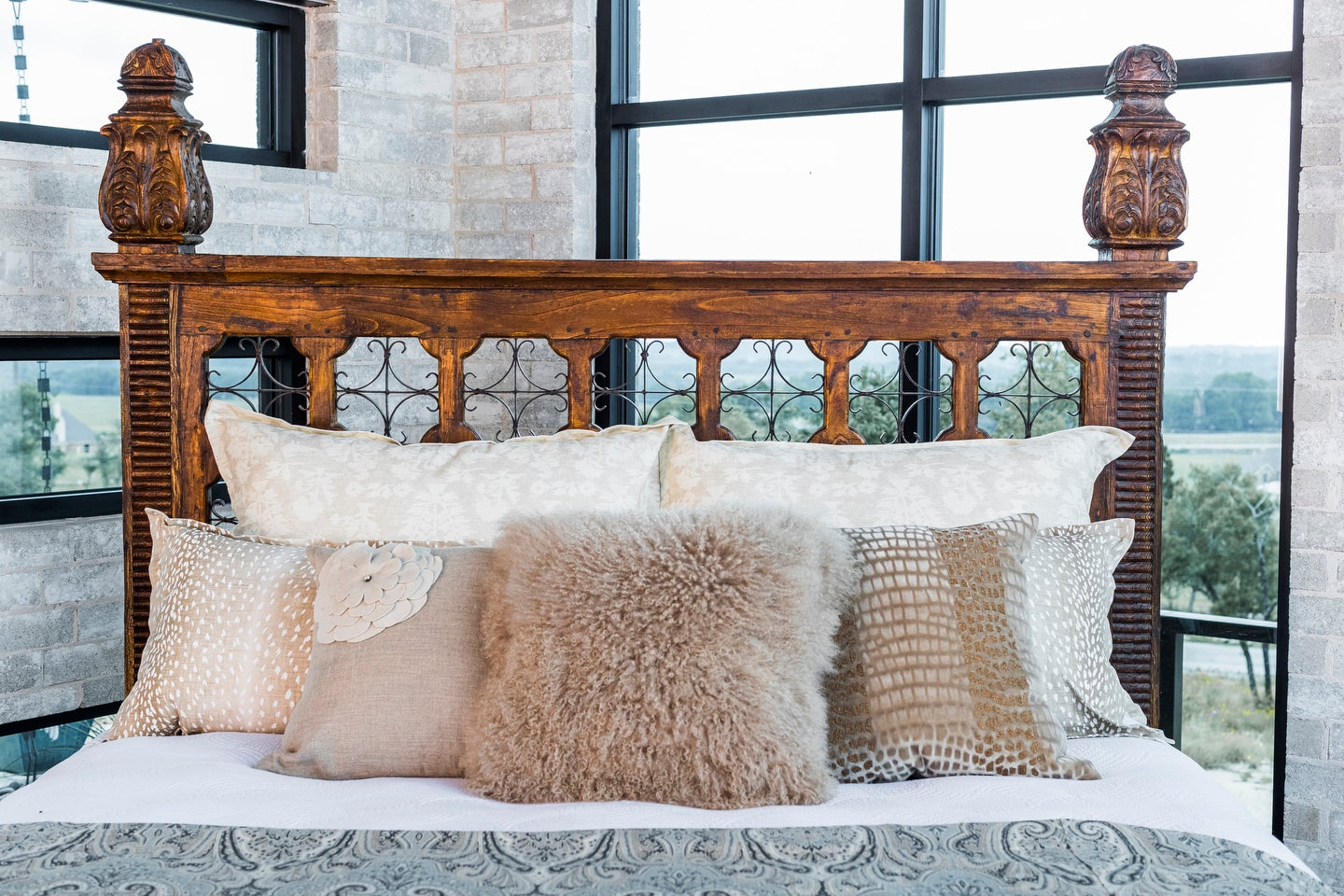 Iron Star Teak Bed