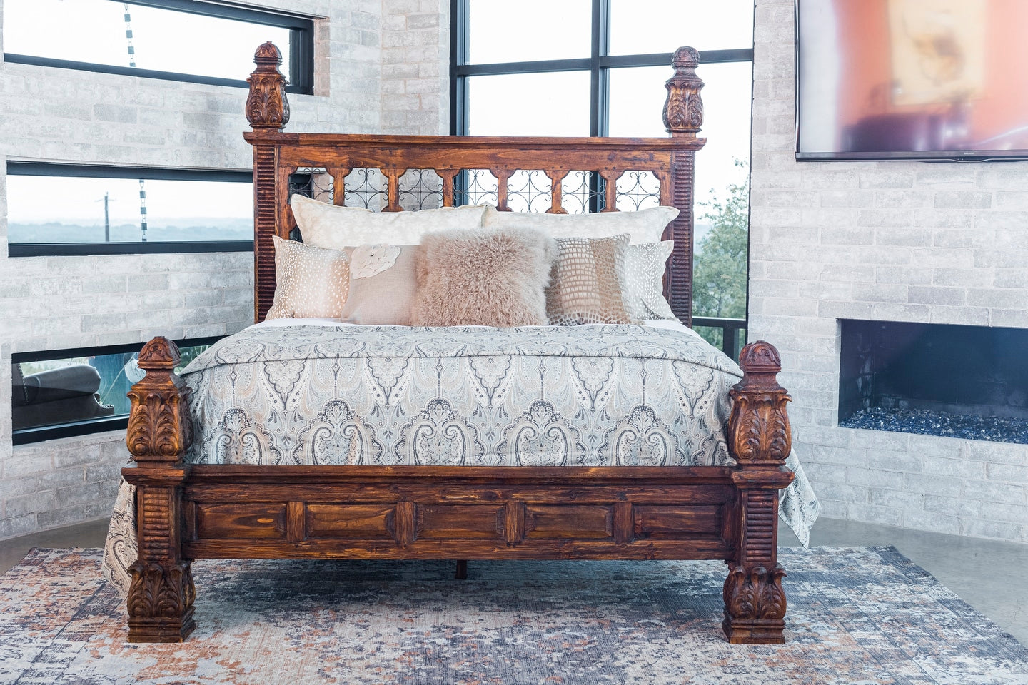 Iron Star Teak Bed