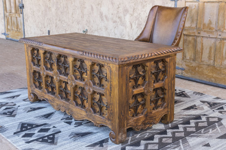 Iron Star Teak Executive Desk