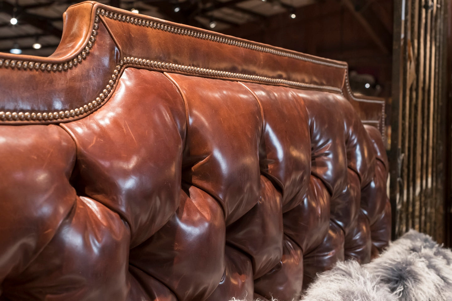 Leather Button-Tuft Bed