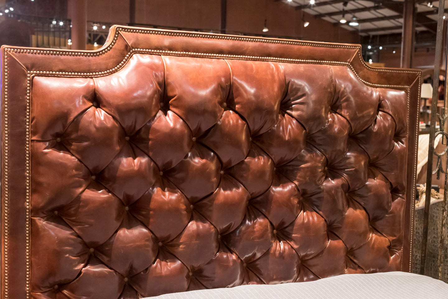 Leather Button-Tuft Bed