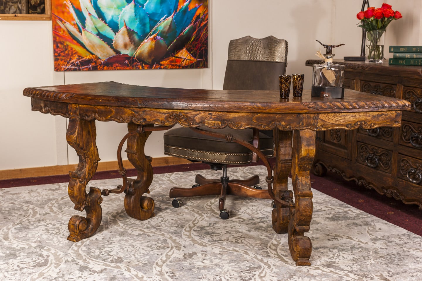 Half Moon Carved Desk