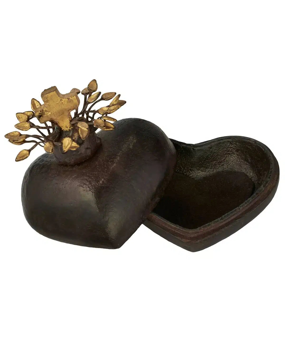 Antique Iron Corazon Corona Keepsake Box