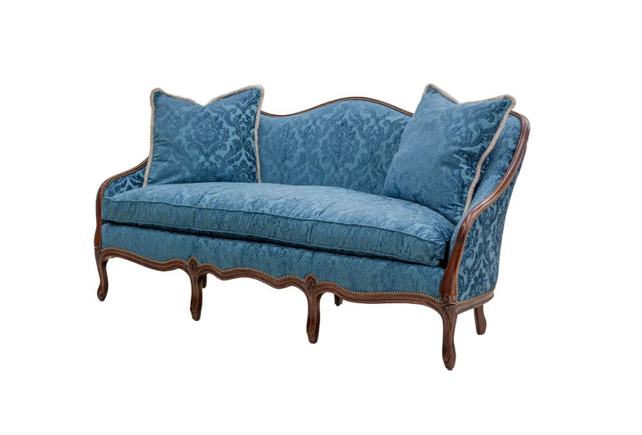 Carved French Settee with Seat Cushion