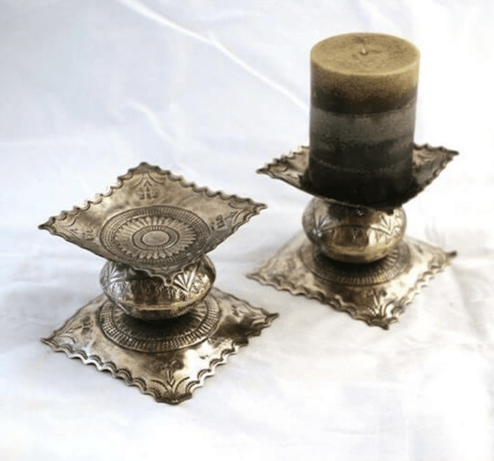 Small Stamped Silver Candlestick 011-S