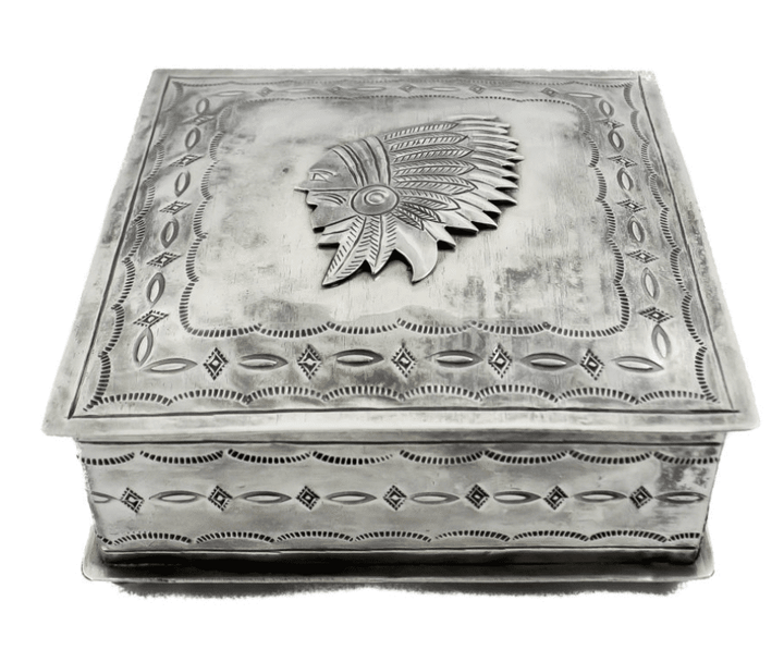 STAMPED SILVER BOX W/ CHIEF ICON- 078-5-1
