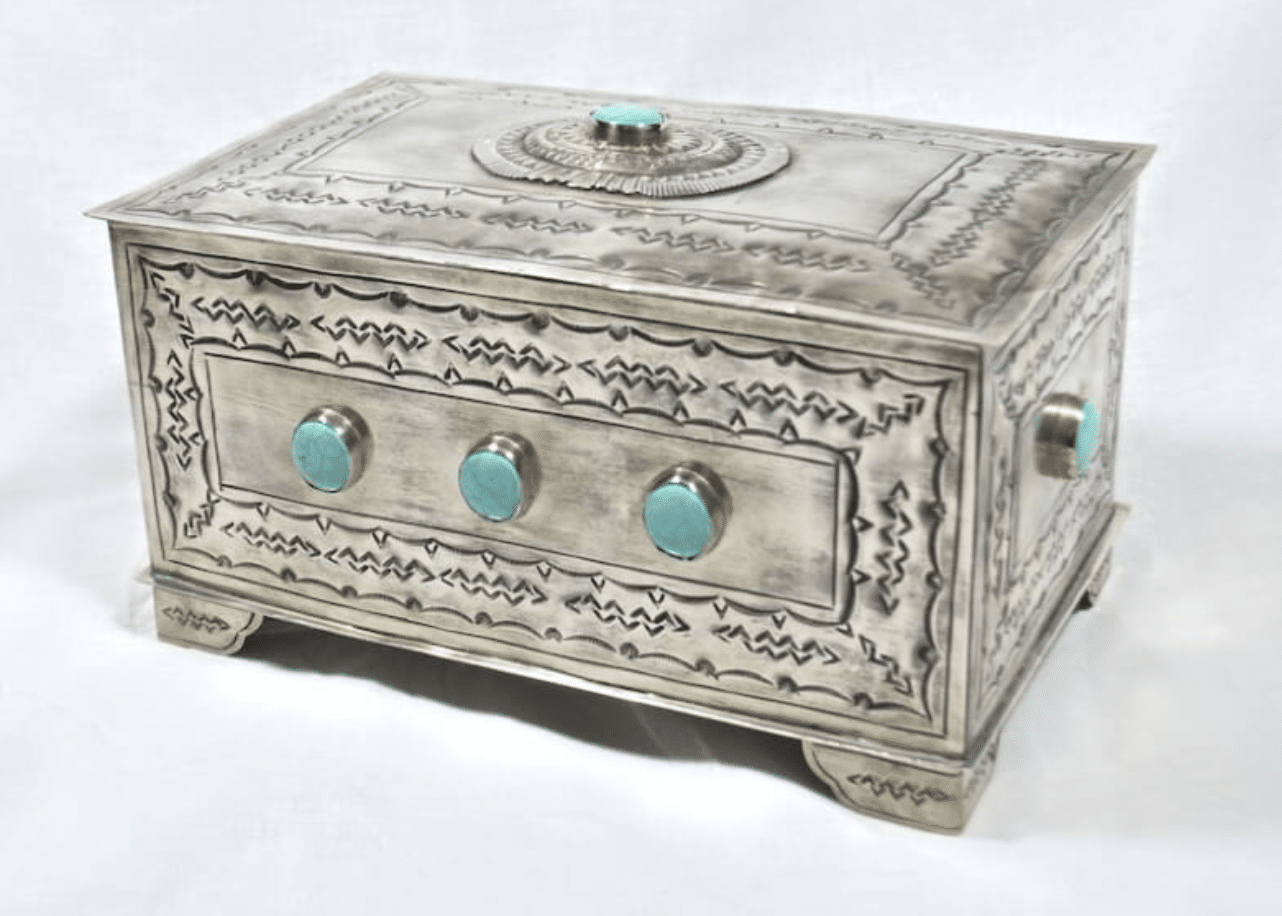 9 STONE BOX W/ TURQUOISE 082-1-T