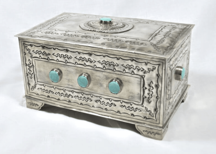 9 STONE BOX W/ TURQUOISE 082-1-T