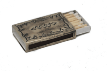 STAMPED MATCHBOX COVER W/ TURQ.- SMALL-018-3