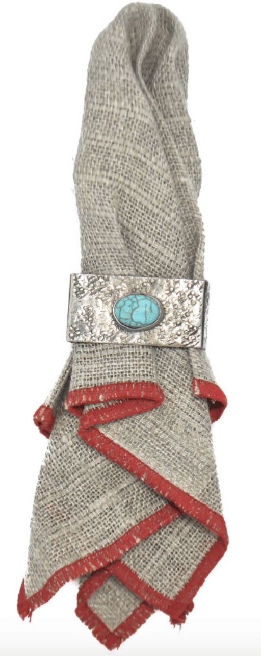 STAMPED NAPKIN RING w/ TURQUOISE-027-2-T