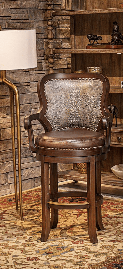 Blue Gator Embossed Bar Stool with Arm