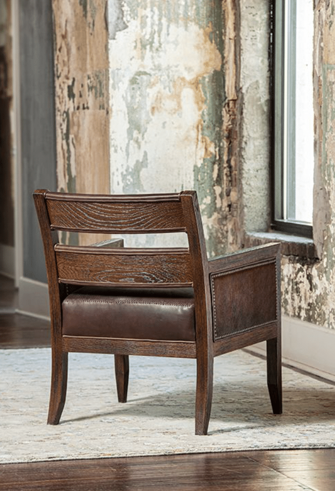 Wood and Leather Occasional Chair