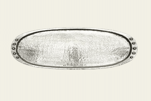 Ovala Tray with Hammered Finish Nickel