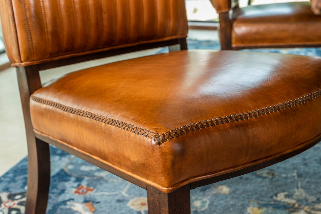Leather Channel Back Chair