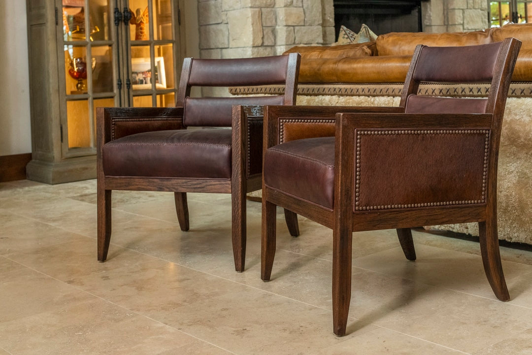 Wood and Leather Occasional Chair