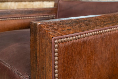 Wood and Leather Occasional Chair