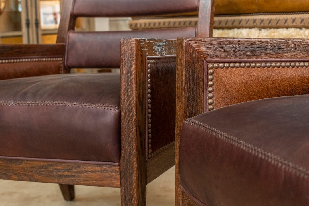 Wood and Leather Occasional Chair
