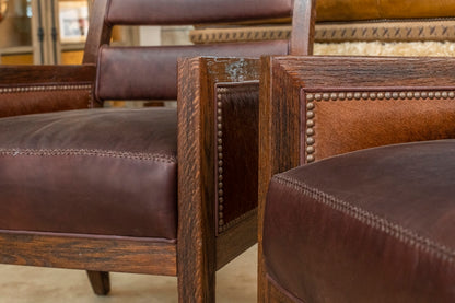 Wood and Leather Occasional Chair